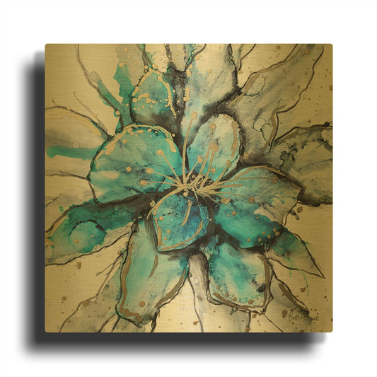 'Blooming 2' By Britt Hallowell Gold Metal Wall Art