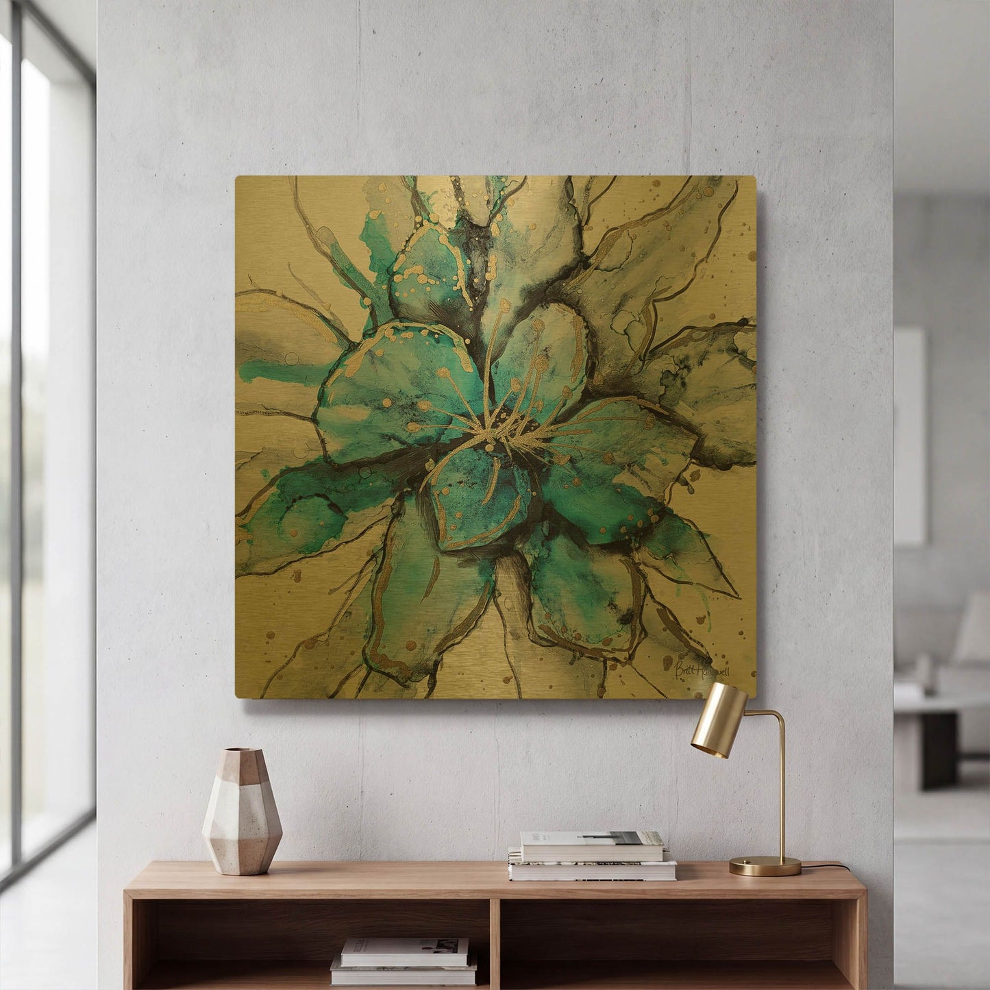 'Blooming 2' By Britt Hallowell Gold Metal Wall Art