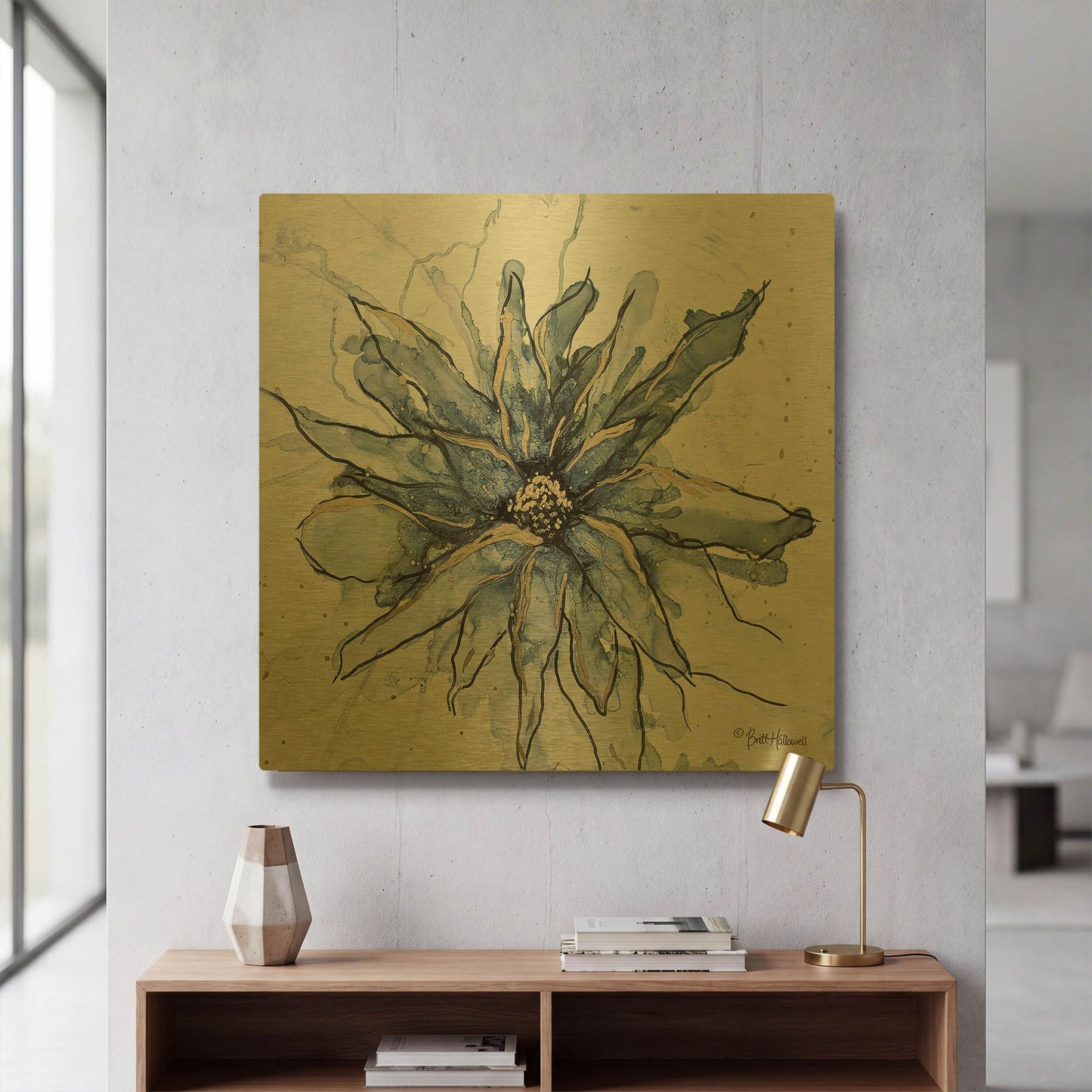 'Blooming 1' By Britt Hallowell Gold Metal Wall Art