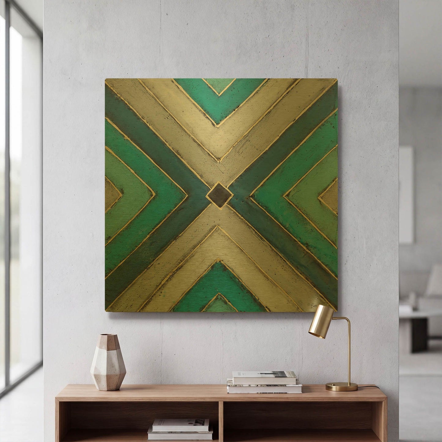'Geometric Common Ground' By Britt Hallowell Gold Metal Wall Art