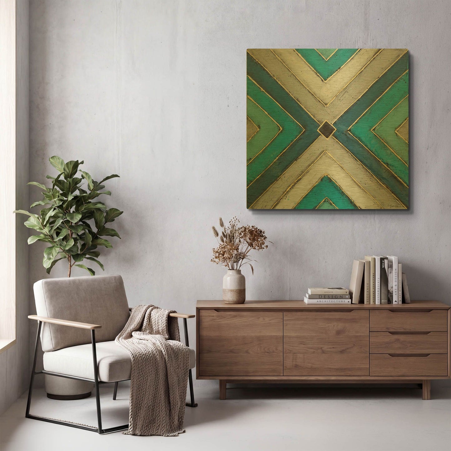 'Geometric Common Ground' By Britt Hallowell Gold Metal Wall Art