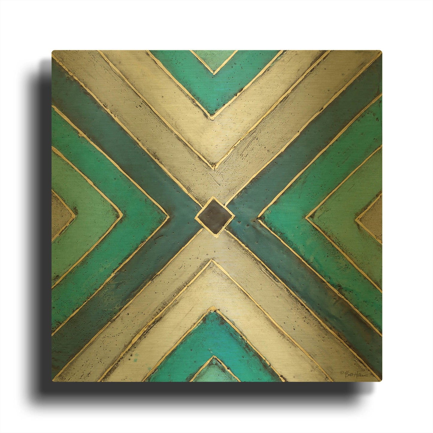 'Geometric Common Ground' By Britt Hallowell Gold Metal Wall Art