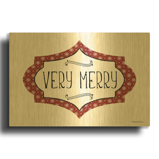 'Very Merry' By Bluebird Barn Gold Metal Wall Art