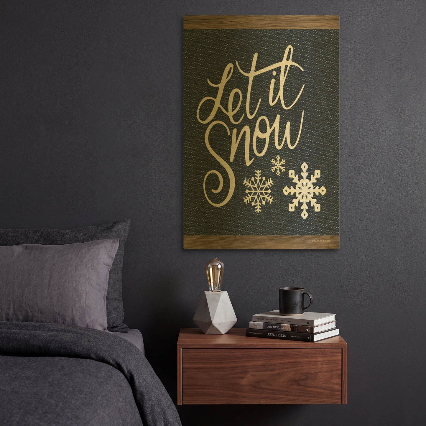 'Let It Snow' By Bluebird Barn Gold Metal Wall Art