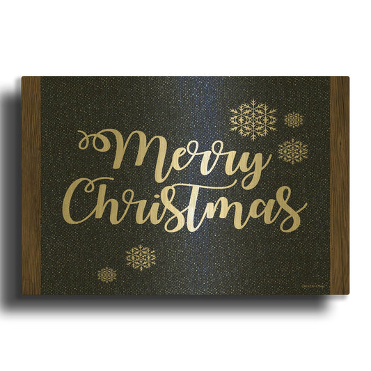 'Merry Christmas Snowflakes' By Bluebird Barn Gold Metal Wall Art