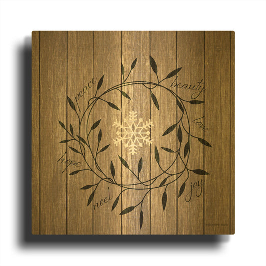 'Word Wreath' By Bluebird Barn Gold Metal Wall Art