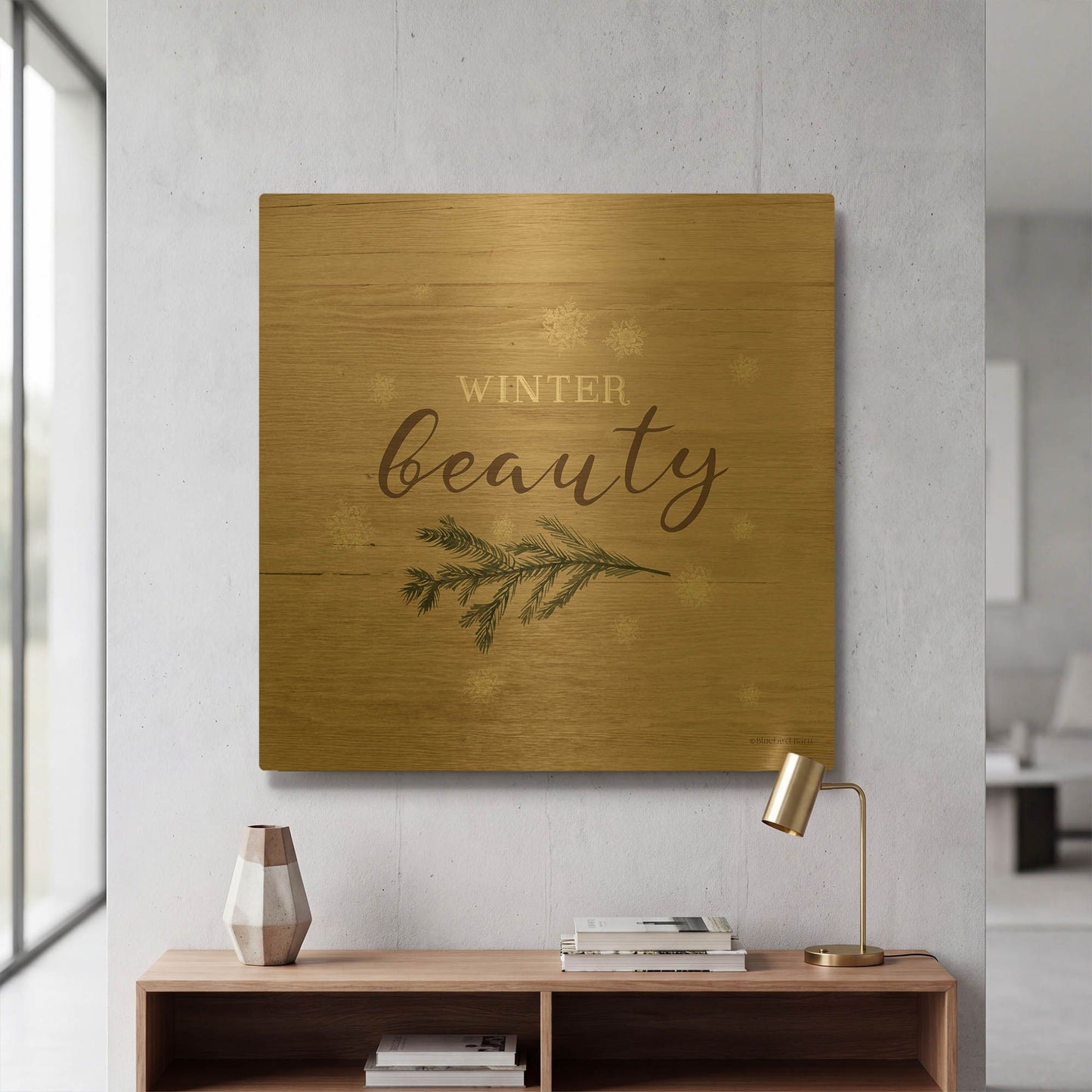 'Winter Beauty I' By Bluebird Barn Gold Metal Wall Art