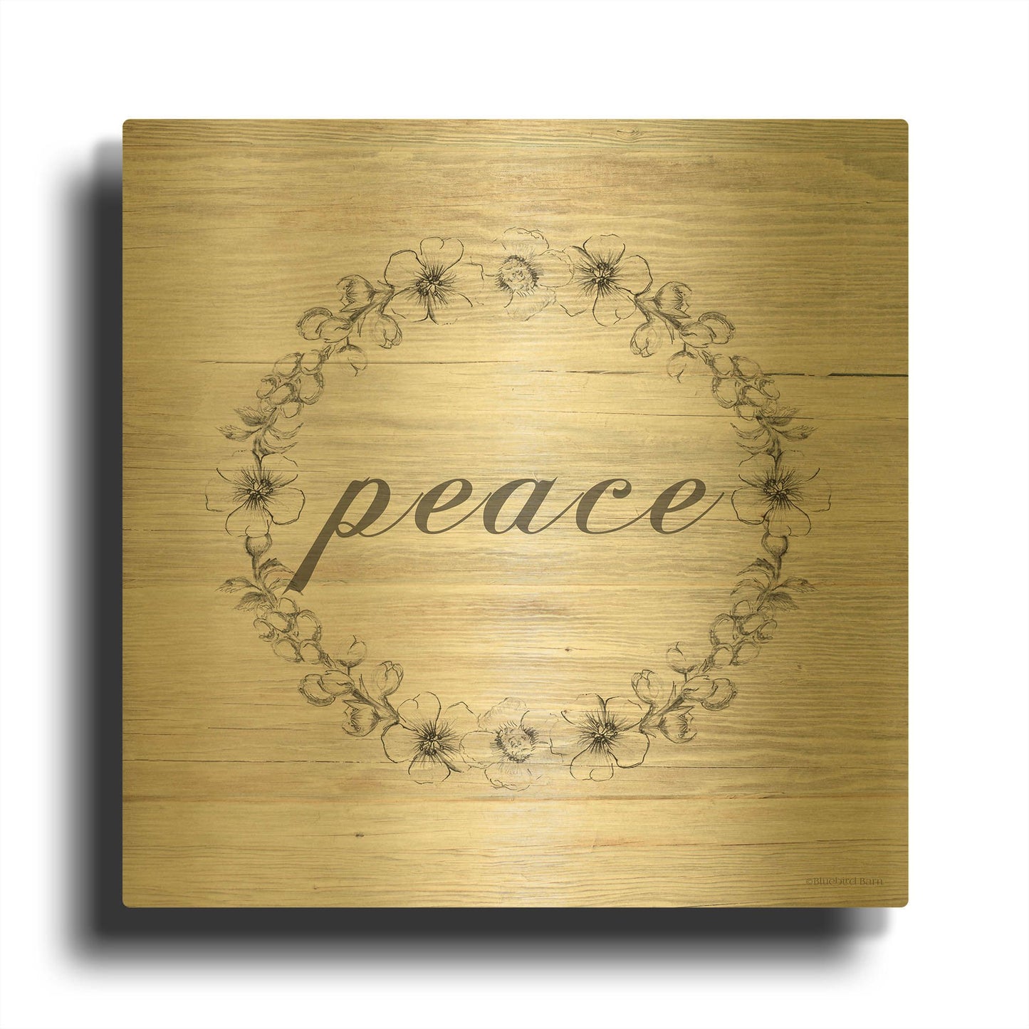 'Peace' By Bluebird Barn Gold Metal Wall Art