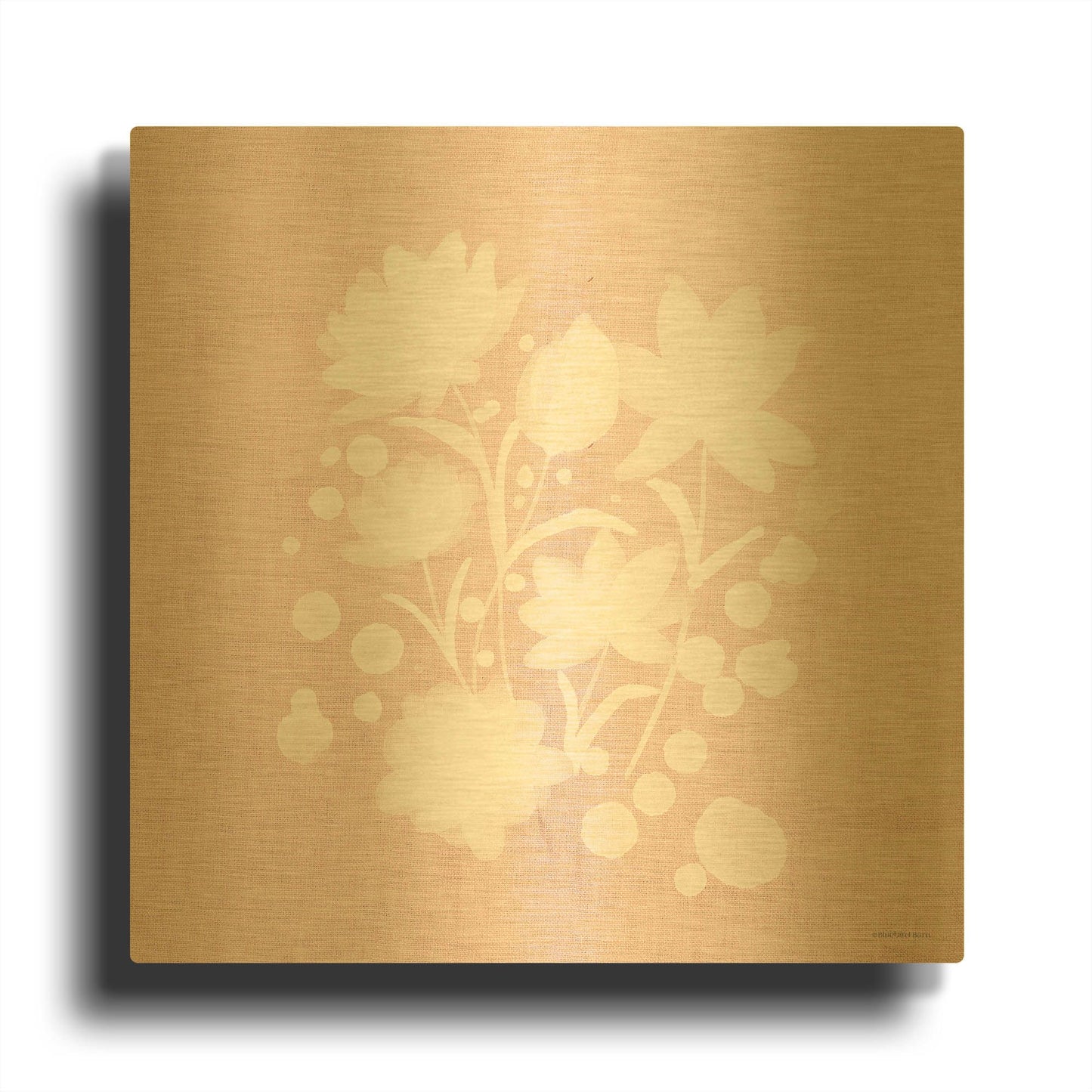 'Pink Flower Bunch I' By Bluebird Barn Gold Metal Wall Art