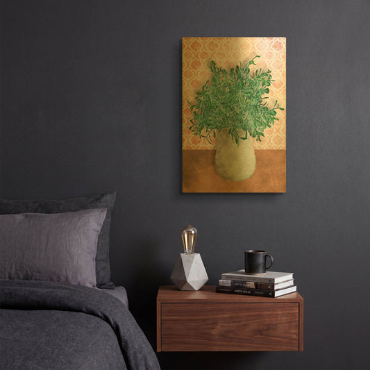 'Terra Greenery' By Bluebird Barn Gold Metal Wall Art