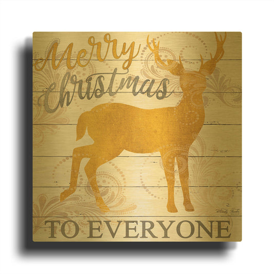 'Merry Christmas to Everyone Deer' By Cindy Jacobs Gold Metal Wall Art