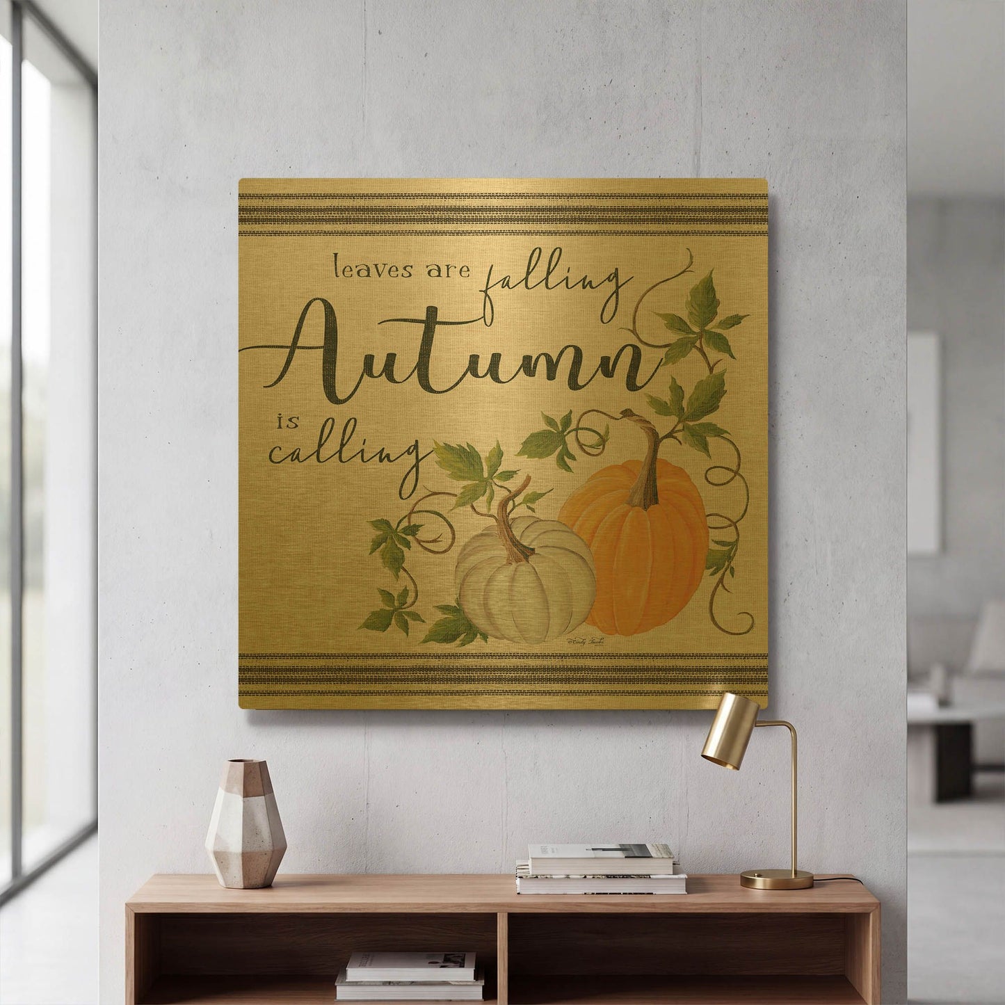 'Autumn is Calling' By Cindy Jacobs Gold Metal Wall Art