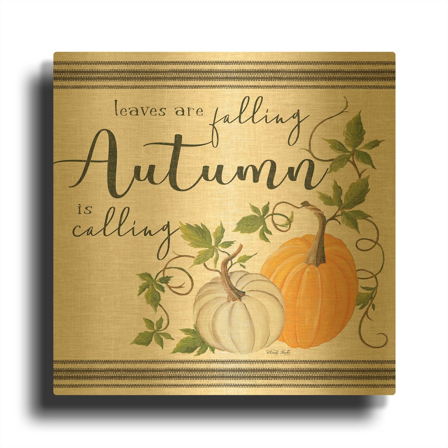 'Autumn is Calling' By Cindy Jacobs Gold Metal Wall Art