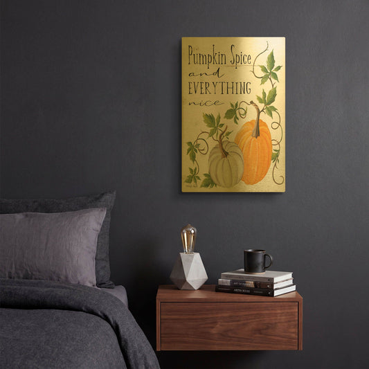 'Pumpkin Spice and Everything Nice' By Cindy Jacobs Gold Metal Wall Art