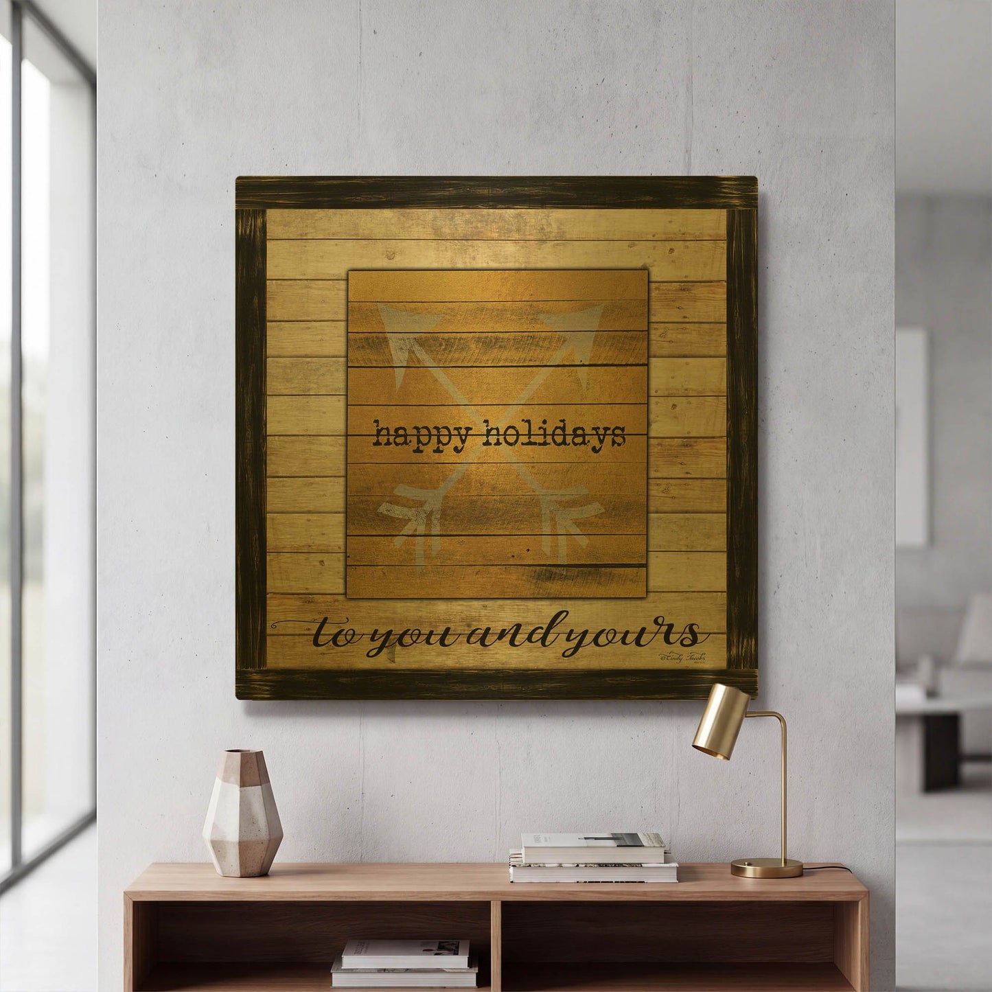 'Buffalo Happy Holidays' By Cindy Jacobs Gold Metal Wall Art