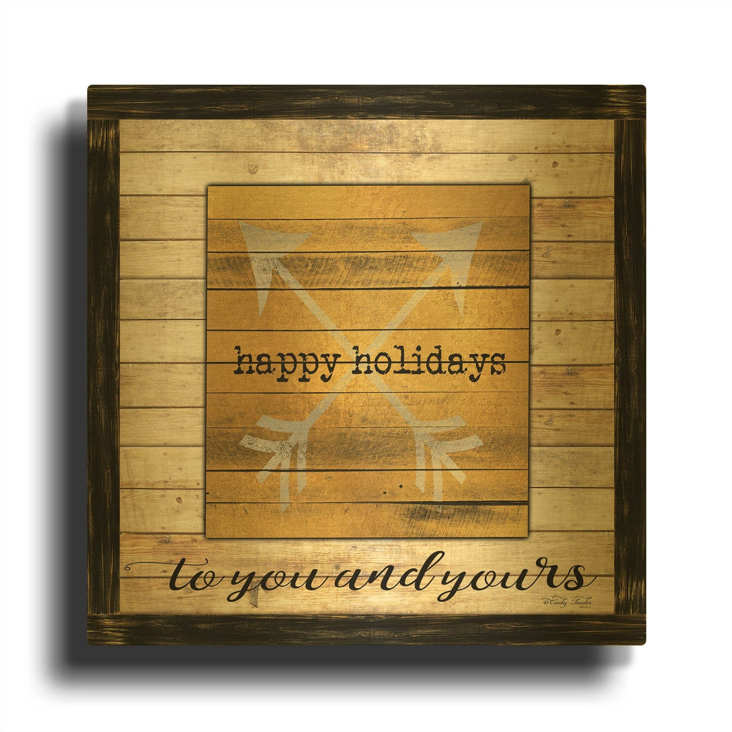 'Buffalo Happy Holidays' By Cindy Jacobs Gold Metal Wall Art