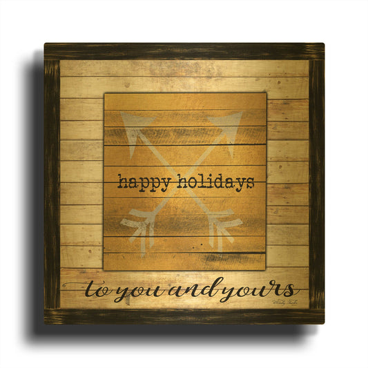 'Buffalo Happy Holidays' By Cindy Jacobs Gold Metal Wall Art