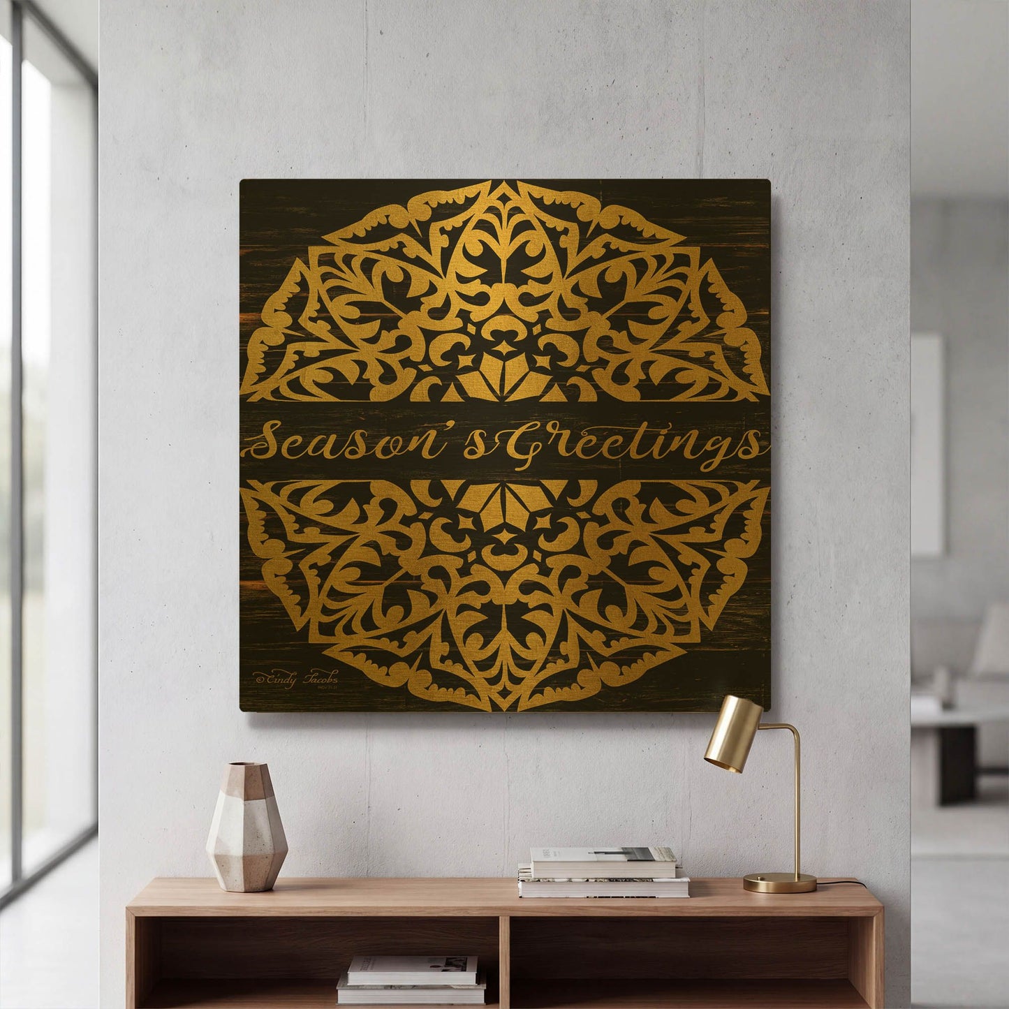'Season' By Cindy Jacobs Gold Metal Wall Art