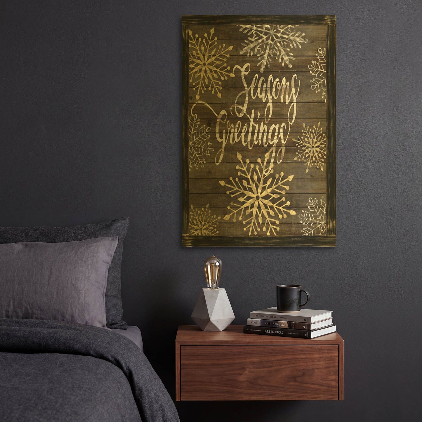 'Snowflake Seasons Greetings' By Cindy Jacobs Gold Metal Wall Art