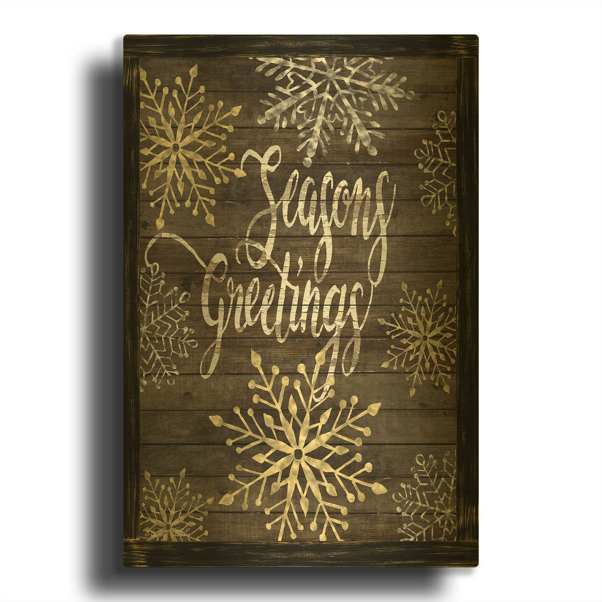 'Snowflake Seasons Greetings' By Cindy Jacobs Gold Metal Wall Art
