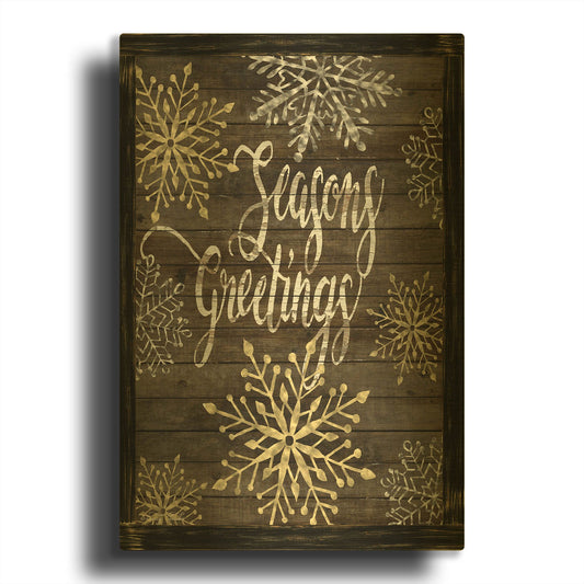 'Snowflake Seasons Greetings' By Cindy Jacobs Gold Metal Wall Art