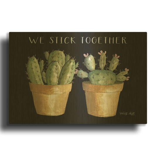 'We Stick Together Cactus' By Cindy Jacobs Gold Metal Wall Art