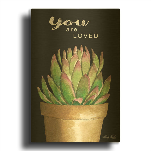 'You Are Loved Cactus' By Cindy Jacobs Gold Metal Wall Art