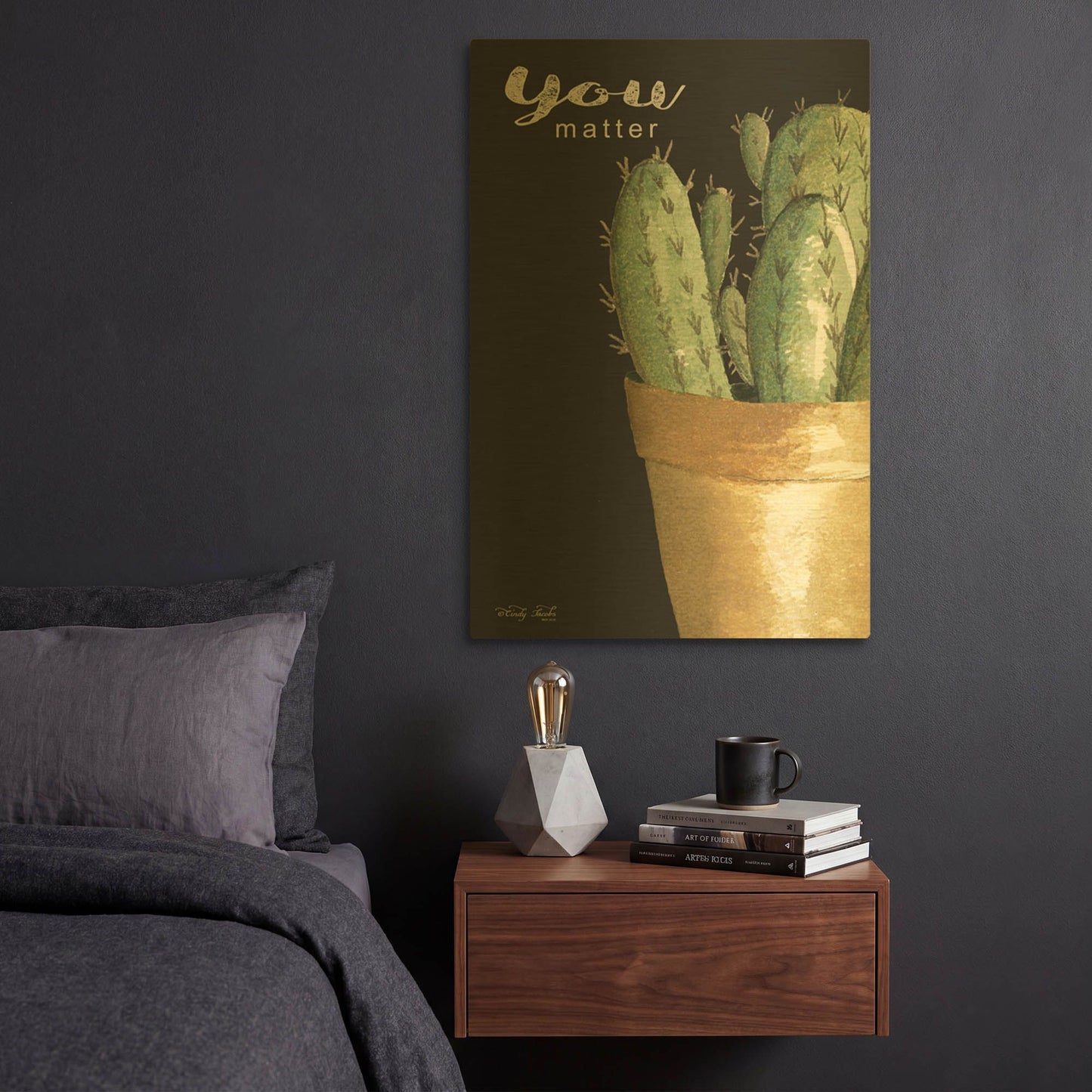 'You Matter Cactus' By Cindy Jacobs Gold Metal Wall Art