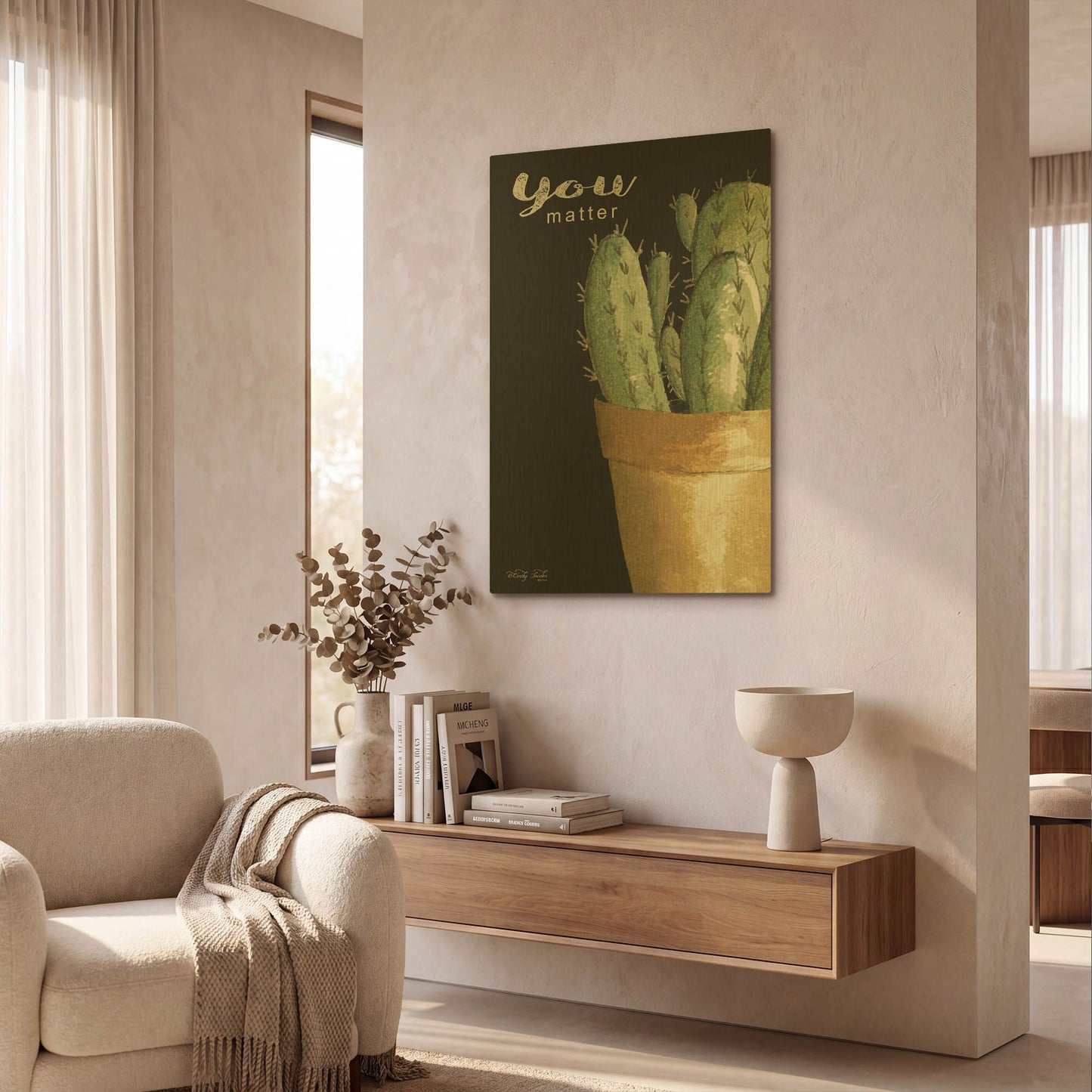 'You Matter Cactus' By Cindy Jacobs Gold Metal Wall Art