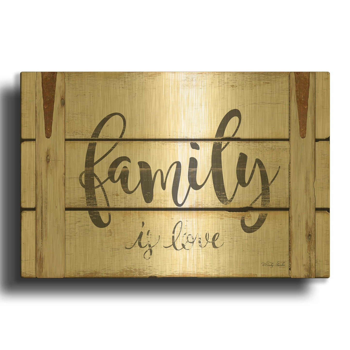 'Family is Love II' By Cindy Jacobs Gold Metal Wall Art