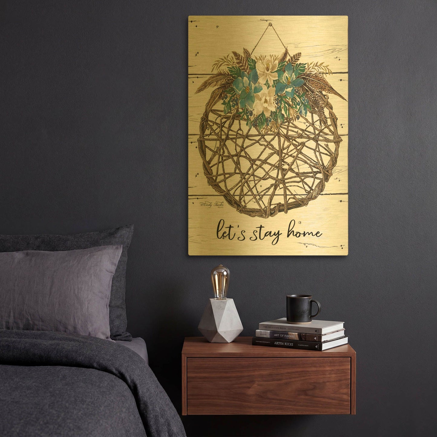 'Let' By Cindy Jacobs Gold Metal Wall Art