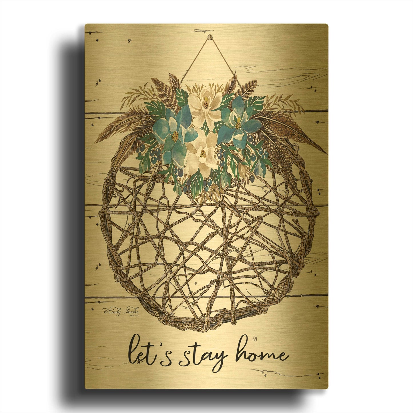 'Let' By Cindy Jacobs Gold Metal Wall Art
