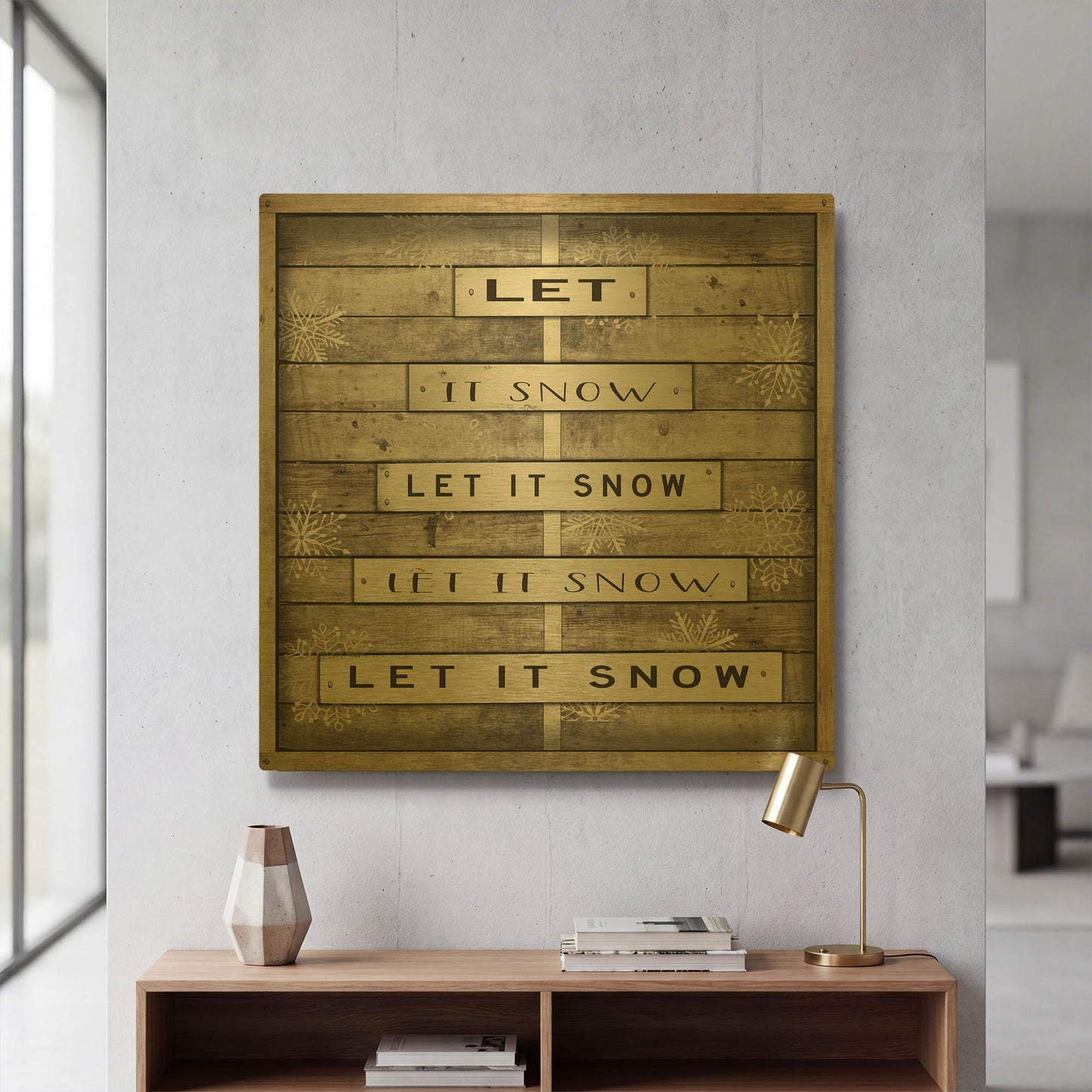 'Let It Snow' By Cindy Jacobs Gold Metal Wall Art