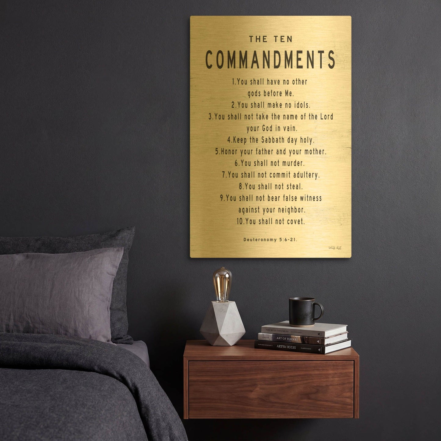 'The Ten Commandments' By Cindy Jacobs Gold Metal Wall Art