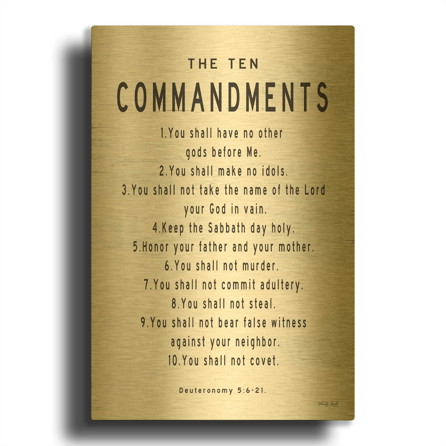 'The Ten Commandments' By Cindy Jacobs Gold Metal Wall Art
