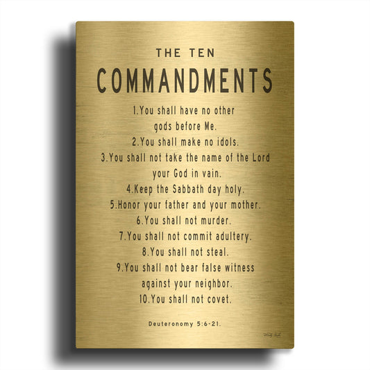 'The Ten Commandments' By Cindy Jacobs Gold Metal Wall Art