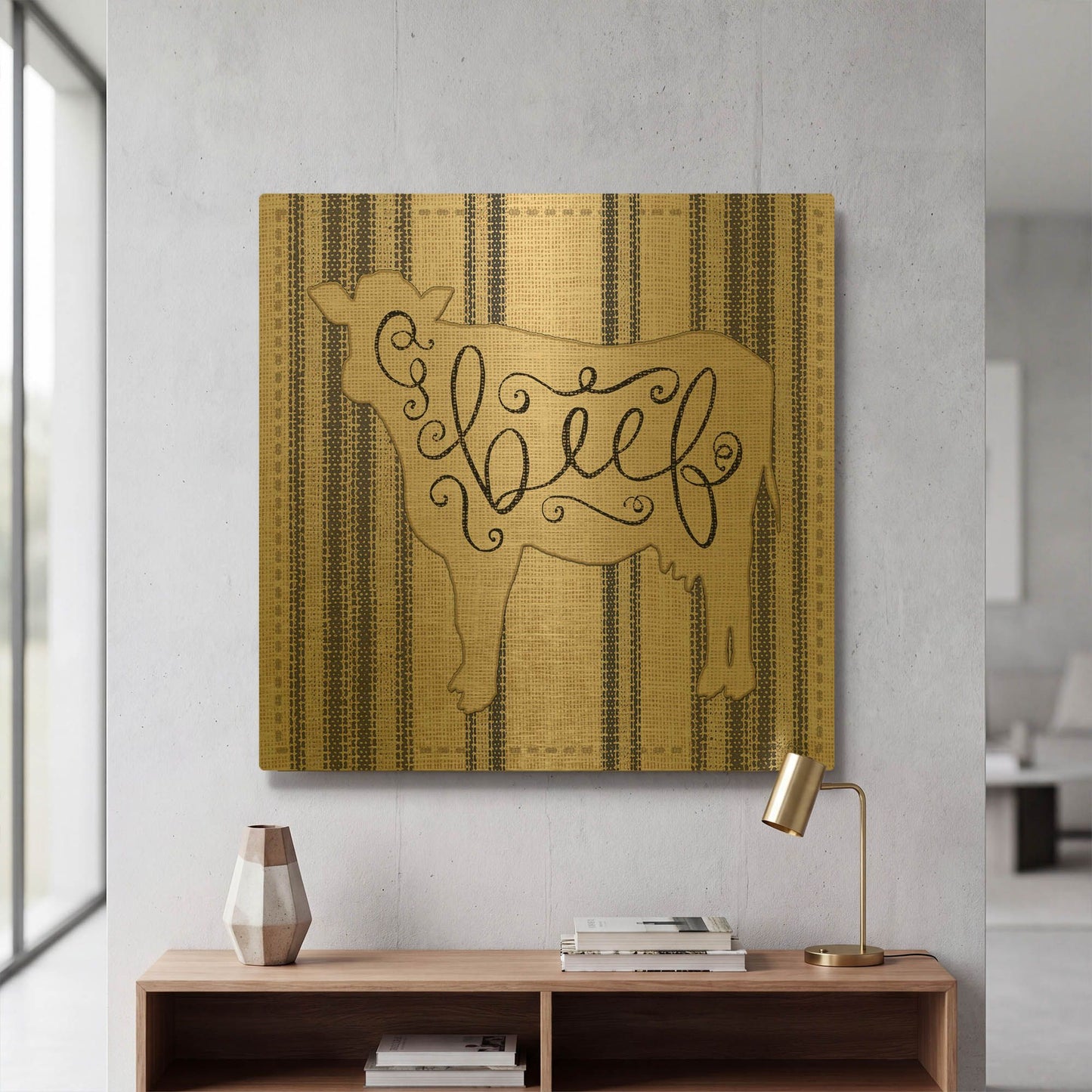'Beef EXC' By Cindy Jacobs Gold Metal Wall Art