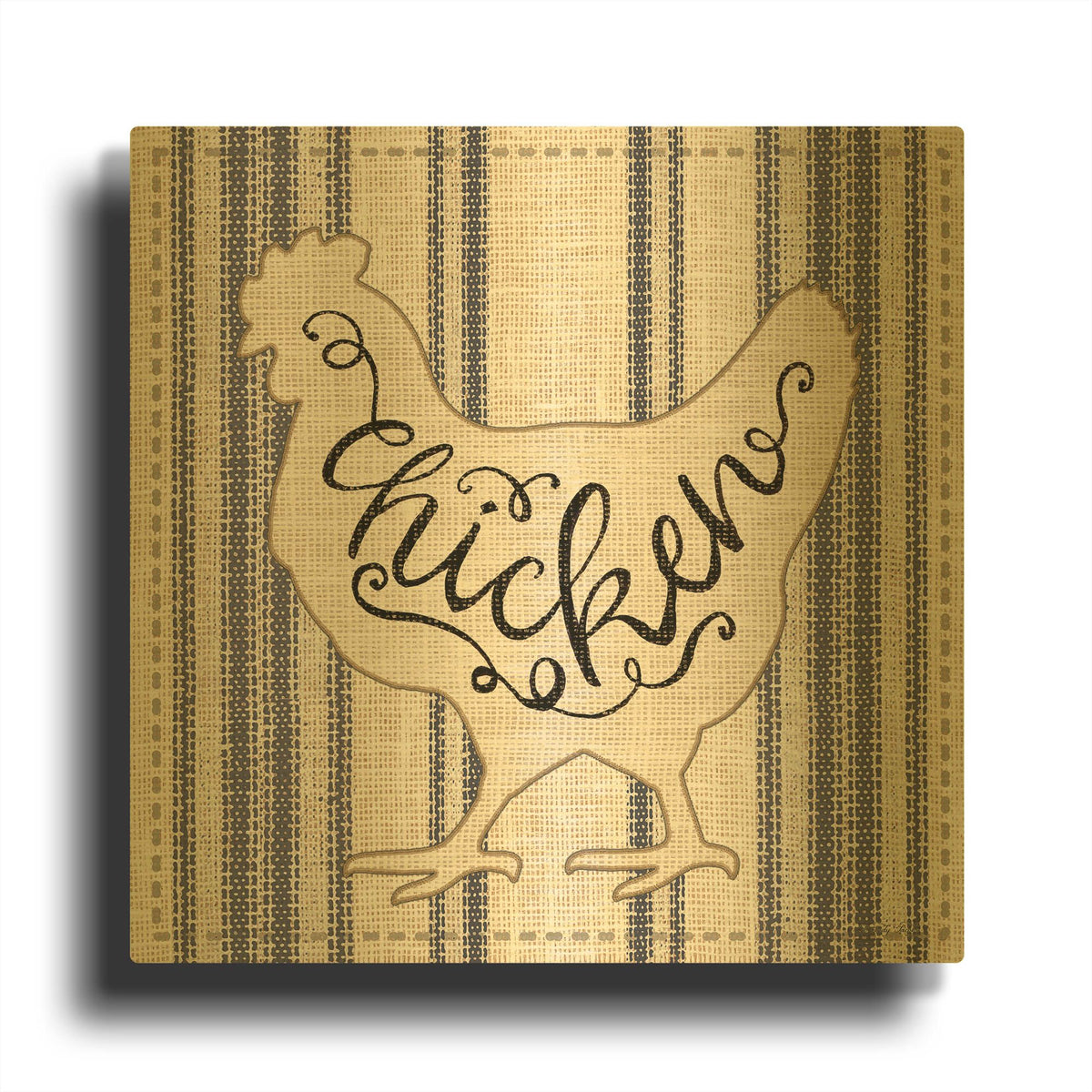 'Chicken' By Cindy Jacobs Gold Metal Wall Art