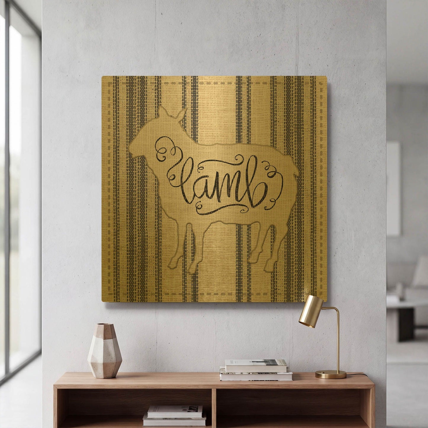 'Lamb' By Cindy Jacobs Gold Metal Wall Art