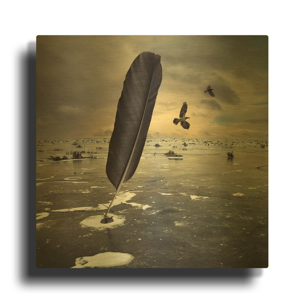 'Featherland' By Dariusz Klimczak Gold Metal Wall Art