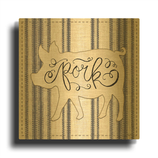 'Pork' By Cindy Jacobs Gold Metal Wall Art