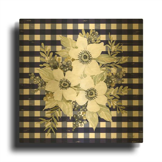 'Navy Floral I' By Cindy Jacobs Gold Metal Wall Art