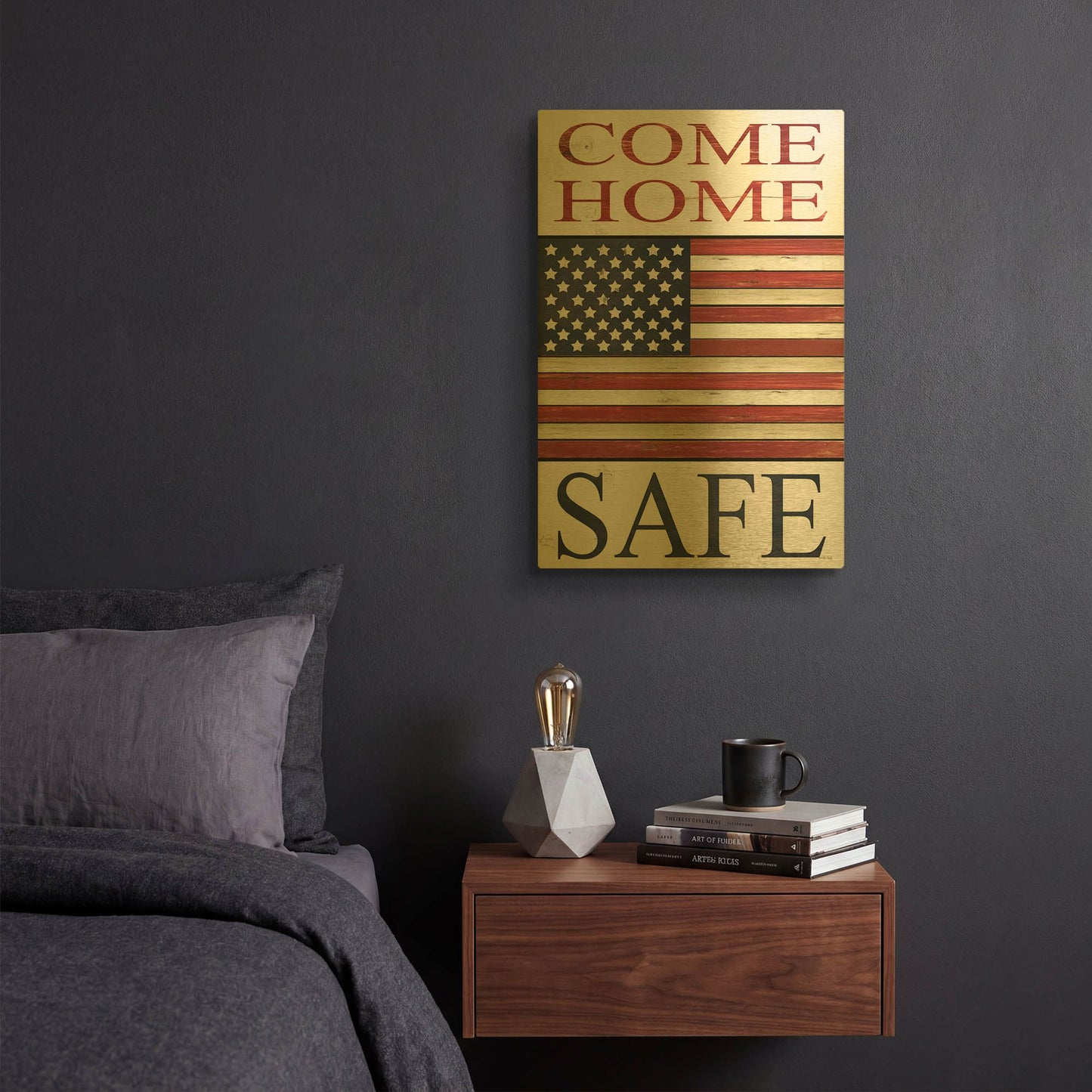 'Come Home Safe Patriot' By Cindy Jacobs Gold Metal Wall Art