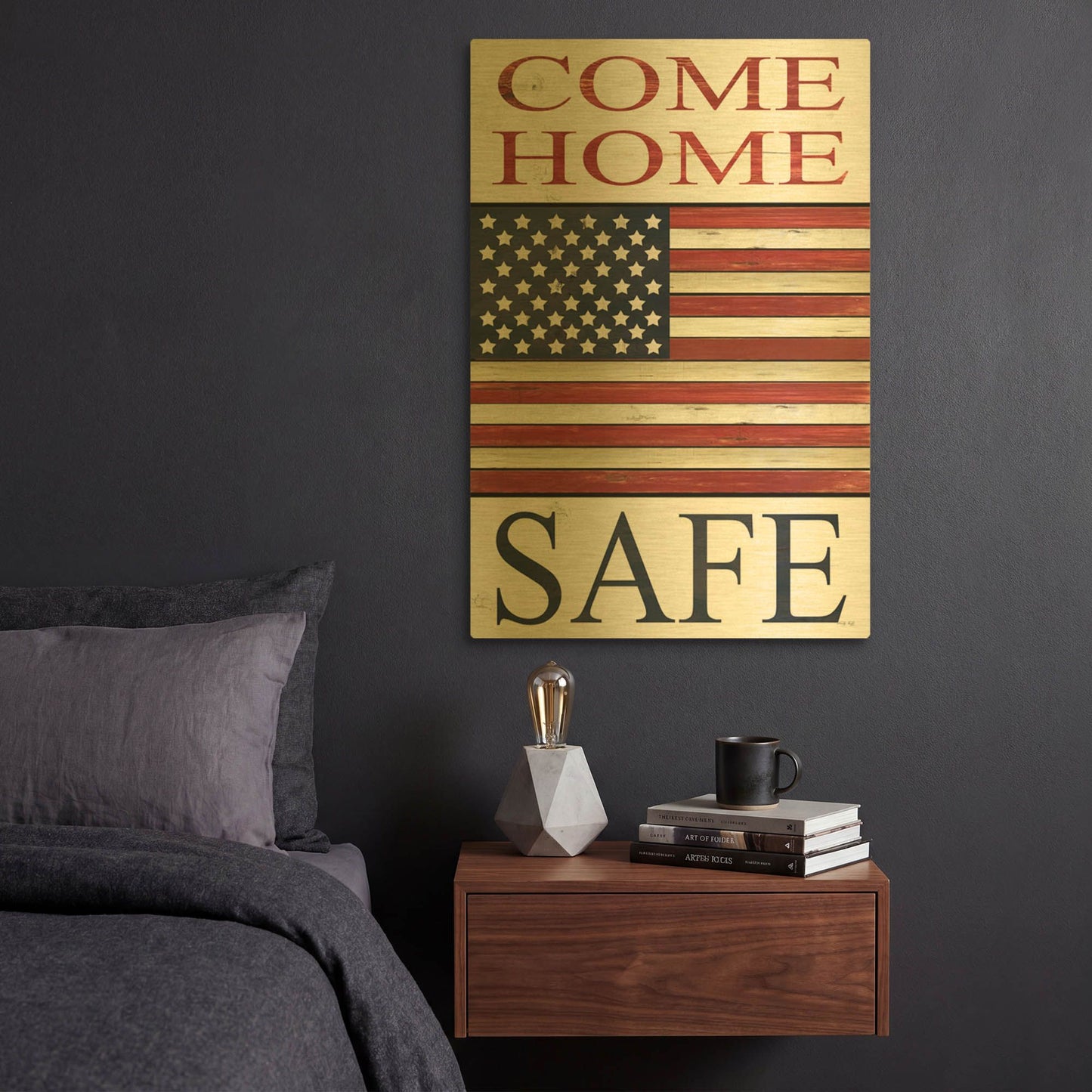 'Come Home Safe Patriot' By Cindy Jacobs Gold Metal Wall Art