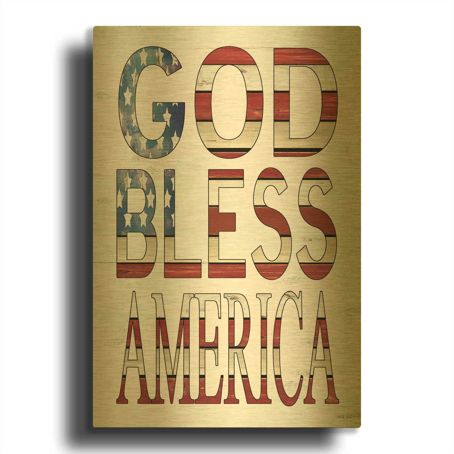 'God Bless America' By Cindy Jacobs Gold Metal Wall Art