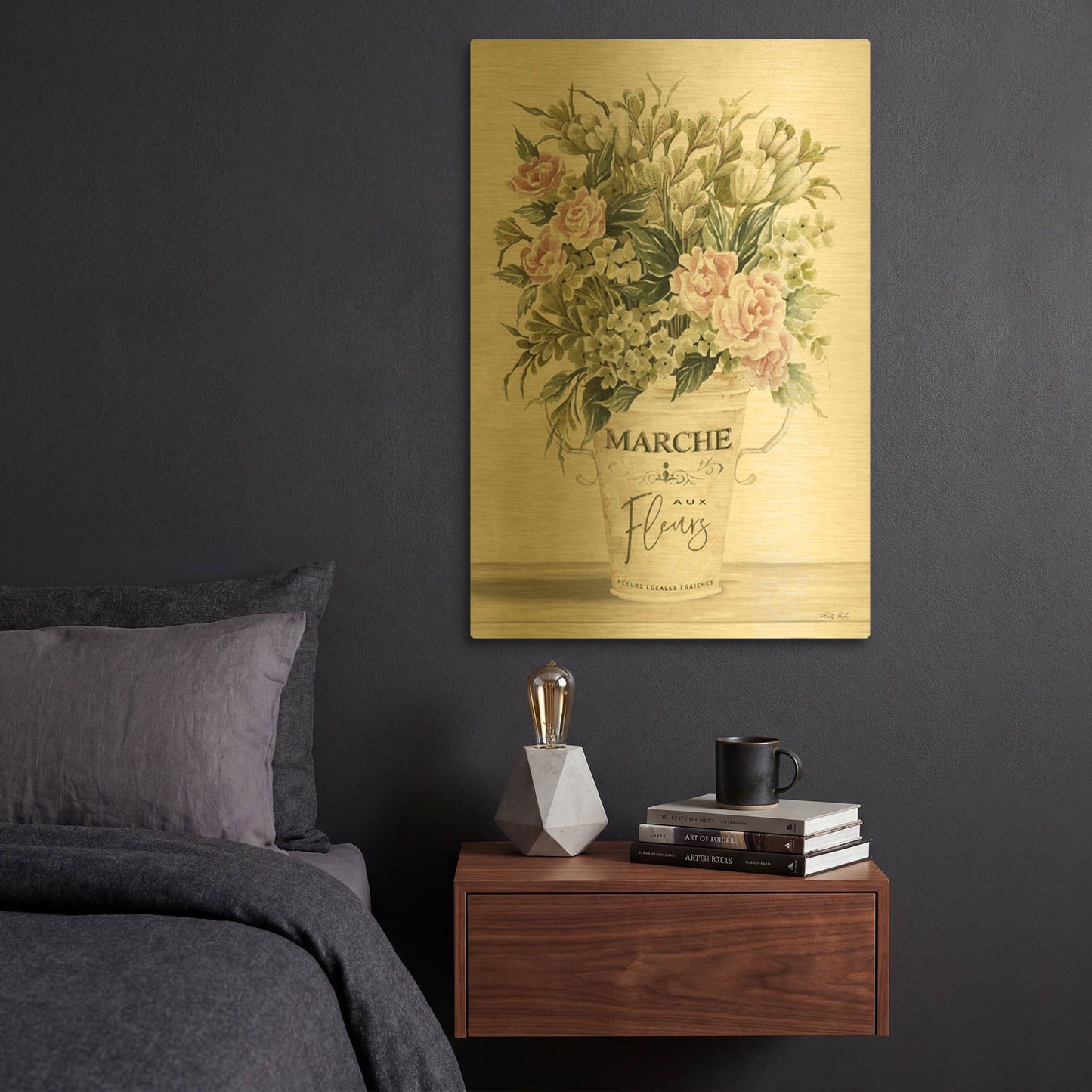 'Spring Peonies I' By Cindy Jacobs Gold Metal Wall Art