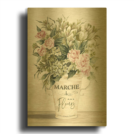 'Spring Peonies I' By Cindy Jacobs Gold Metal Wall Art