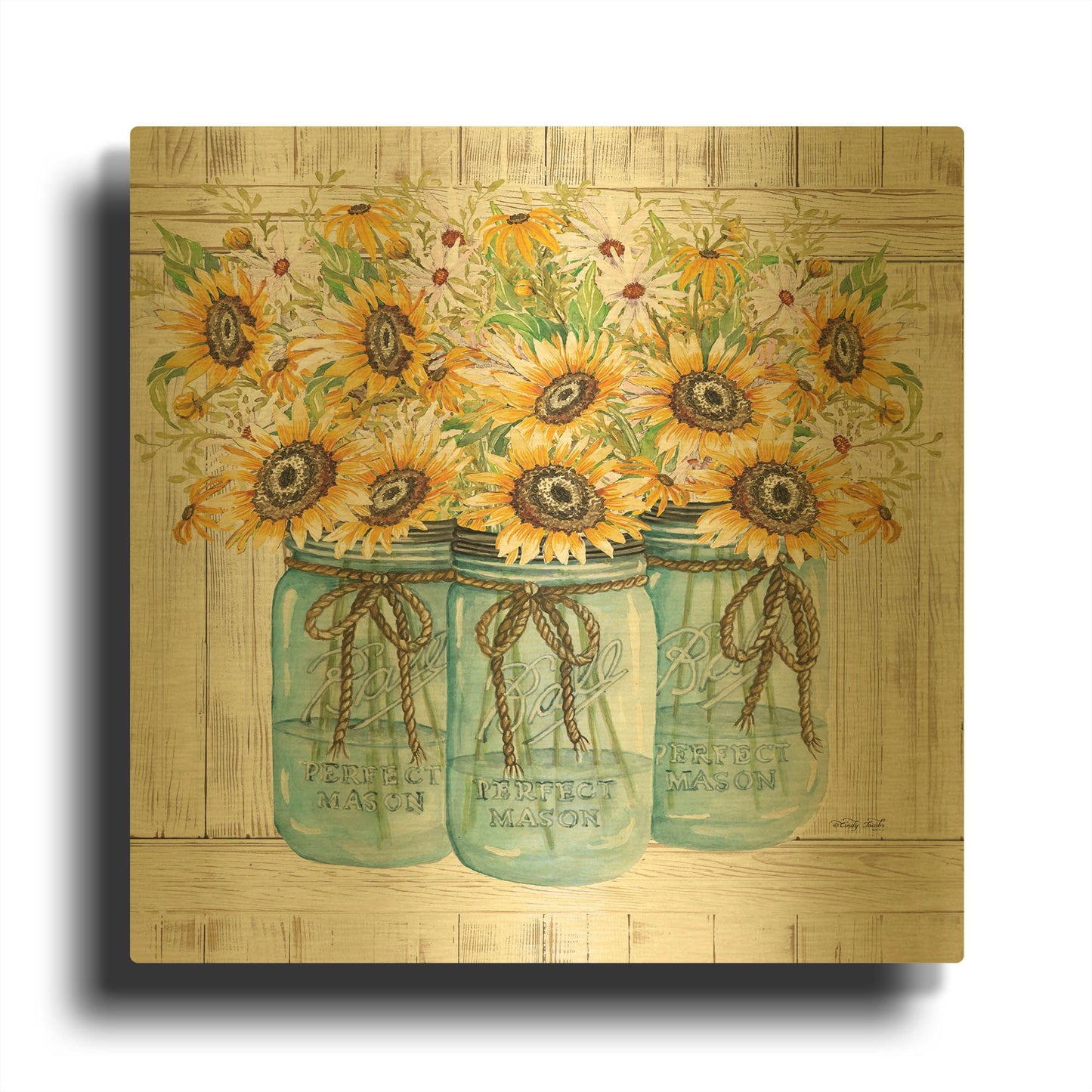 'Garden Gathering' By Cindy Jacobs Gold Metal Wall Art