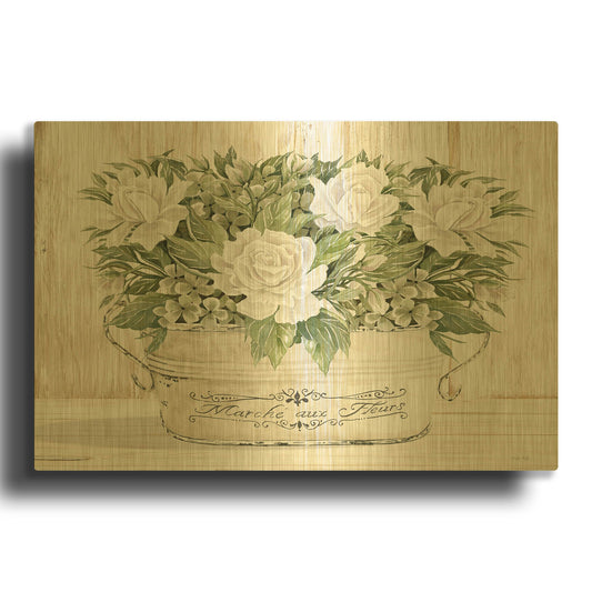 'Roses in White' By Cindy Jacobs Gold Metal Wall Art