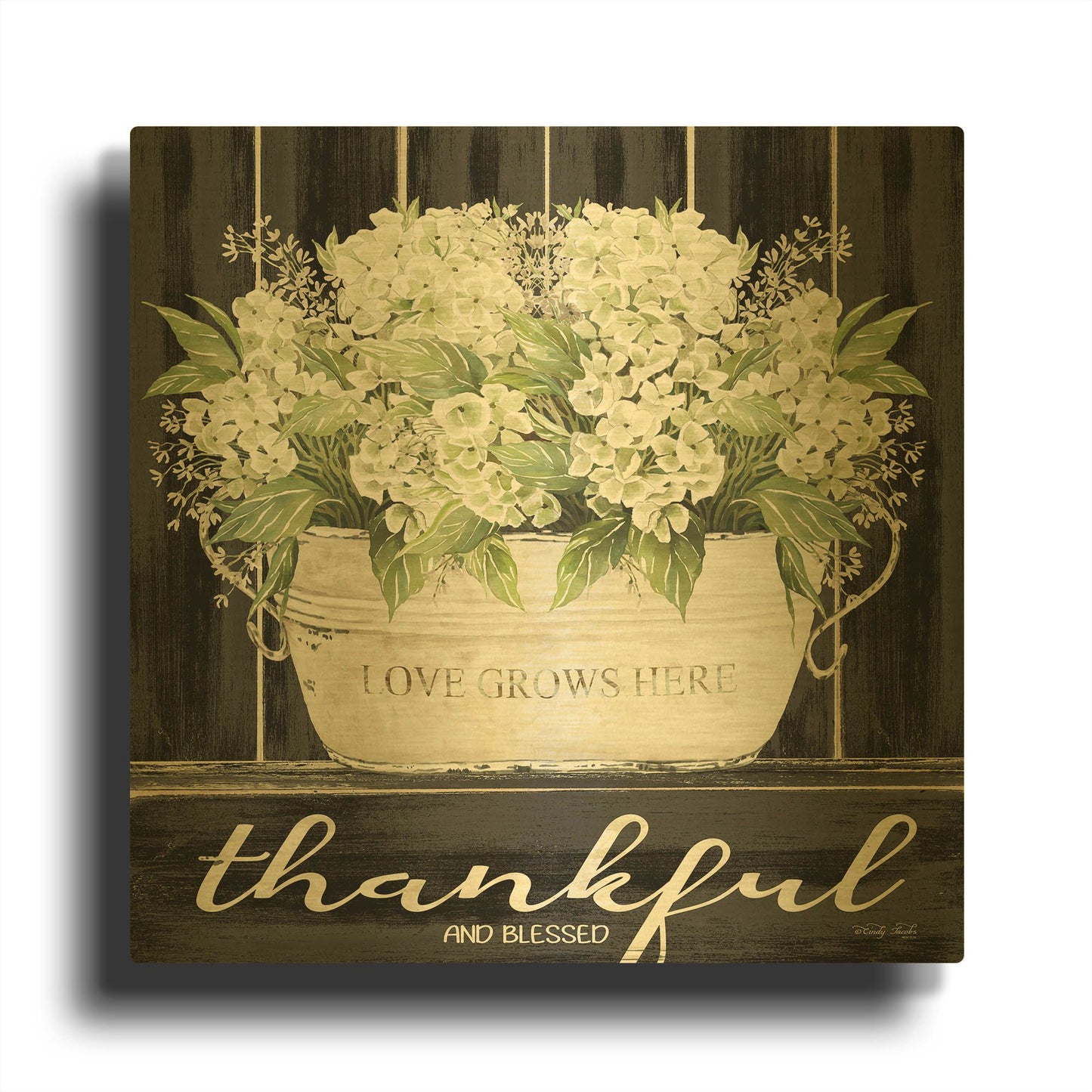 'Thankful & Blessed' By Cindy Jacobs Gold Metal Wall Art